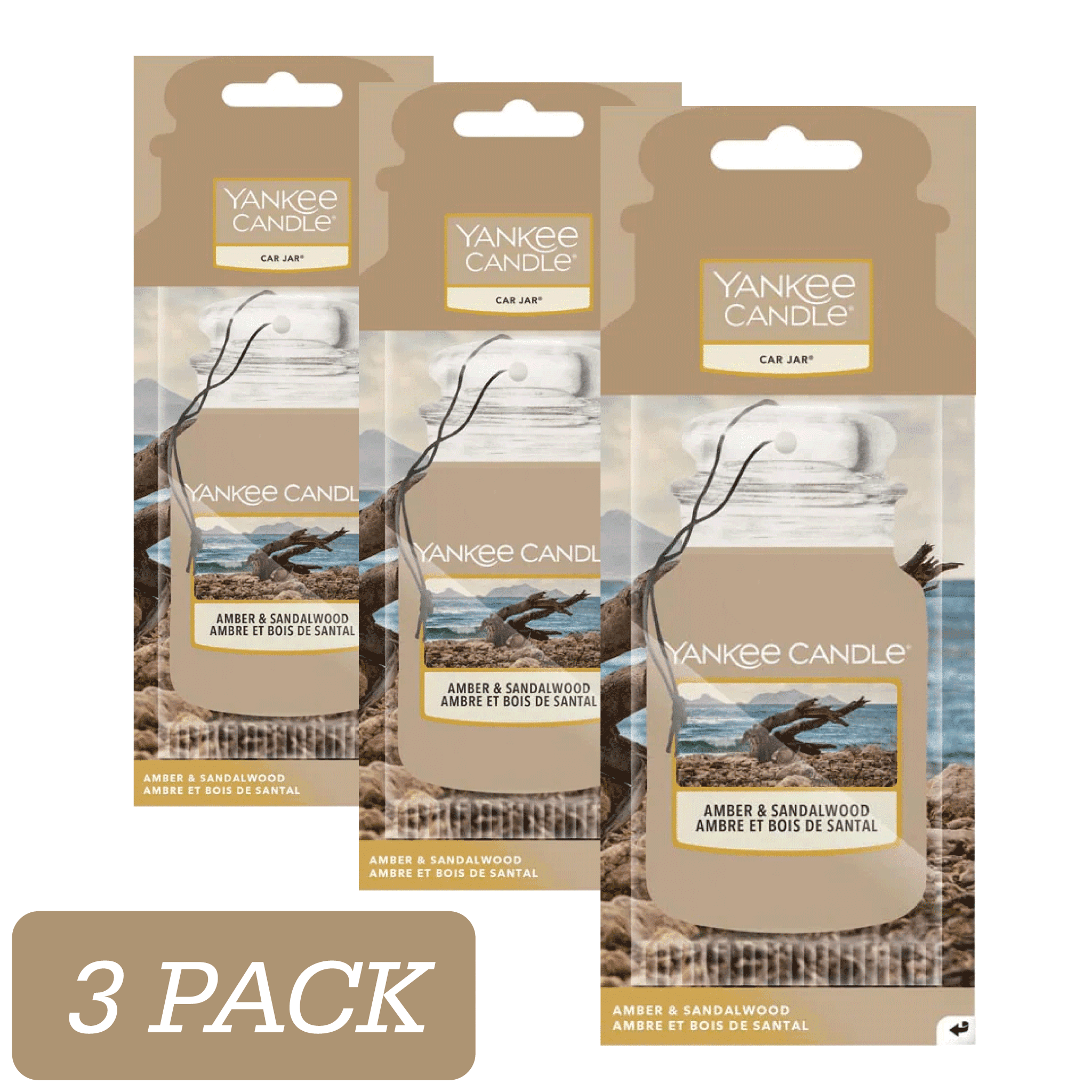 Yankee Candle Car Jar - Amber & Sandalwood - 3 Pack