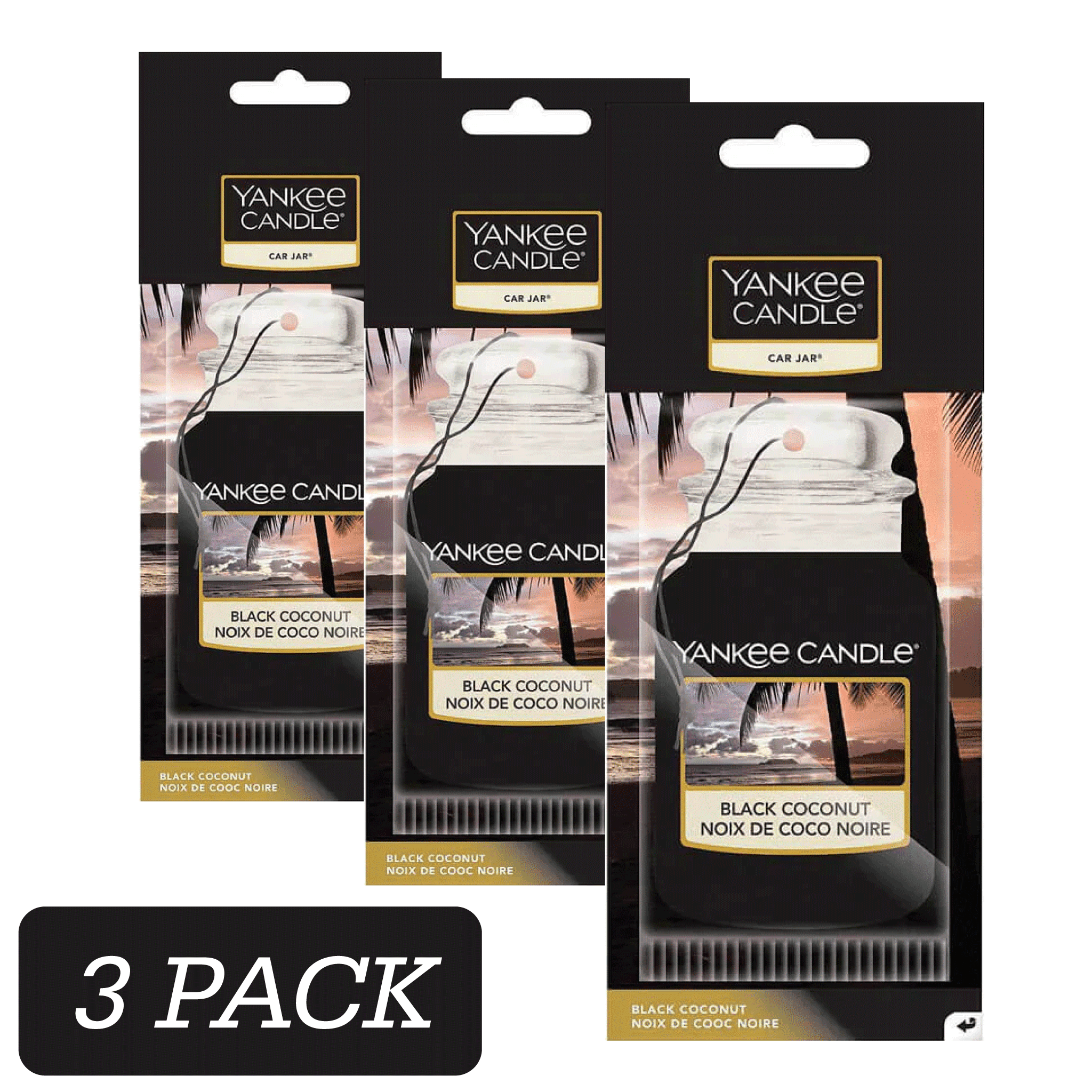 Yankee Candle Car Jar - Black Coconut - 3 Pack
