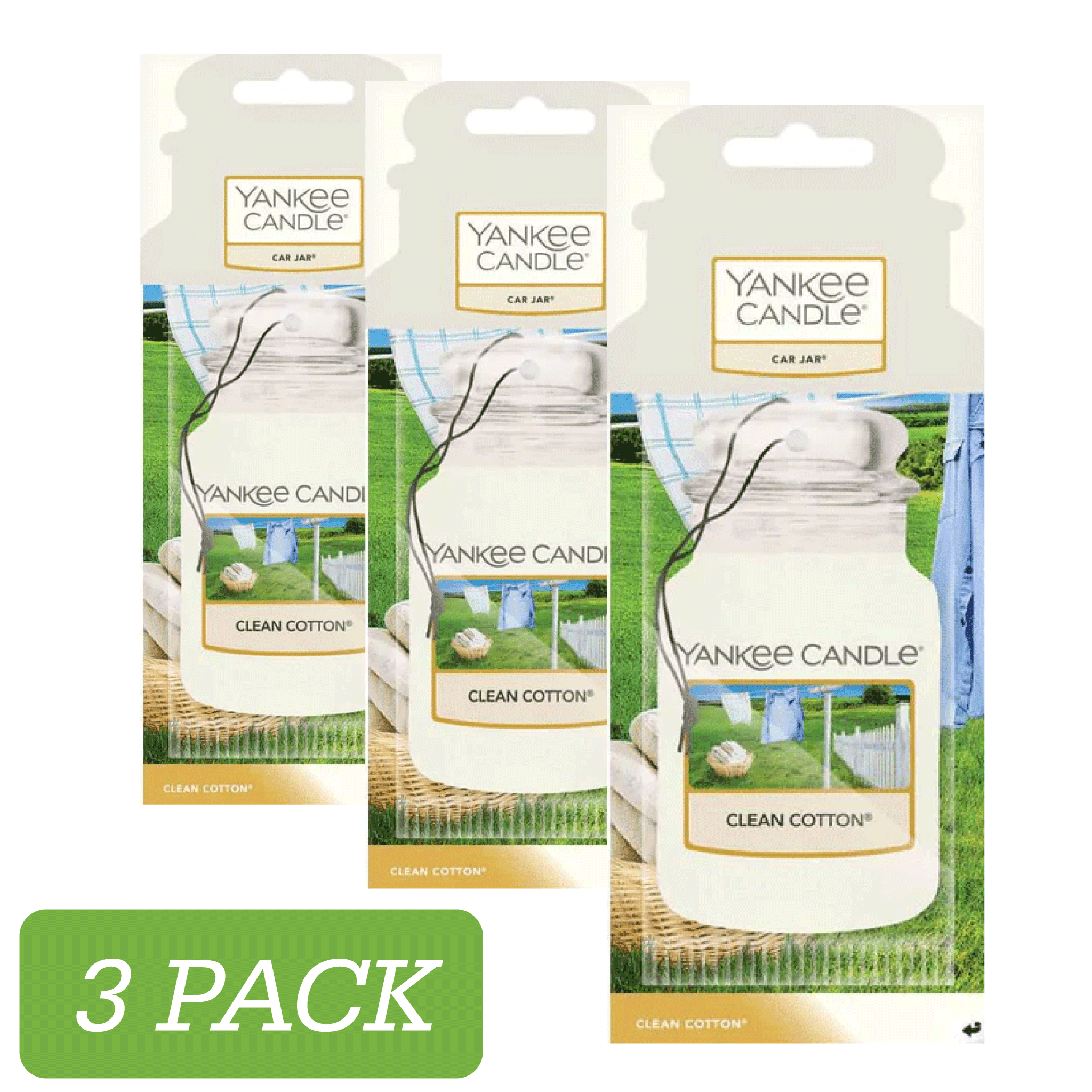 Yankee Candle Car Jar - Clean Cotton - 3 Pack