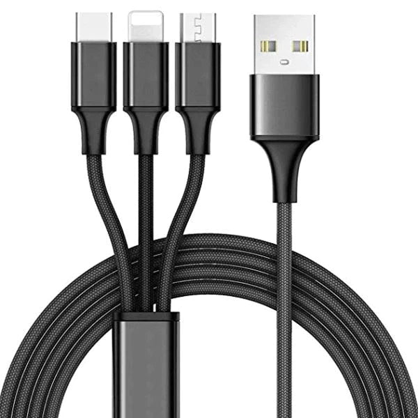 Mila 3-in-1  10 Foot Charging Cable - Black - Just Great Products Ireland