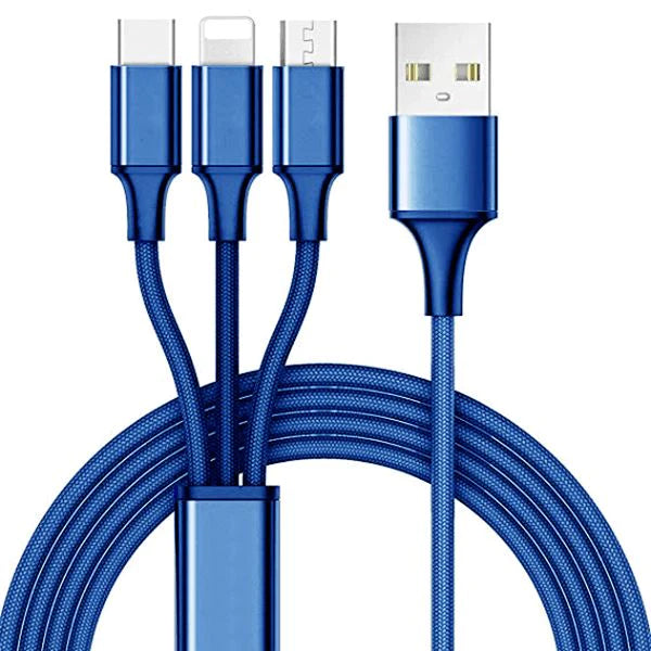 Mila 3-in-1  10 Foot Charging Cable - Blue - Just Great Products Ireland