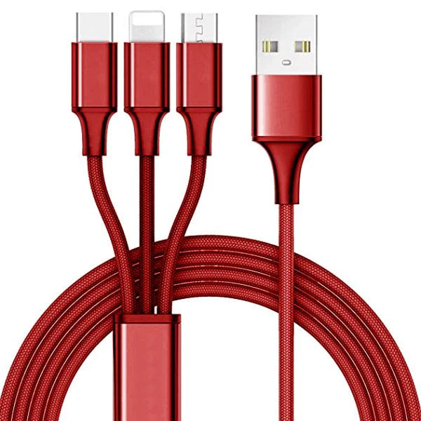 Mila 3-in-1  10 Foot Charging Cable - Red - Just Great Products Ireland